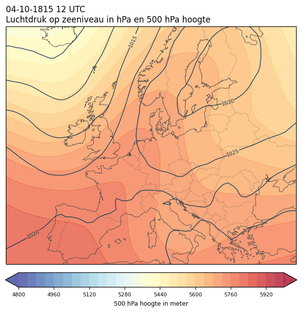 Weerkaart van 4 oktober 1815 om 12 UTC