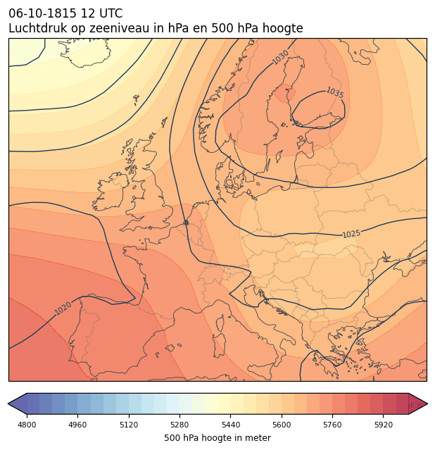 Weerkaart van 6 oktober 1815 om 12 UTC