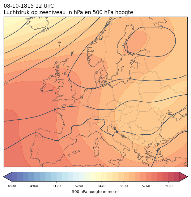 Weerkaart van 8 oktober 1815 om 12 UTC