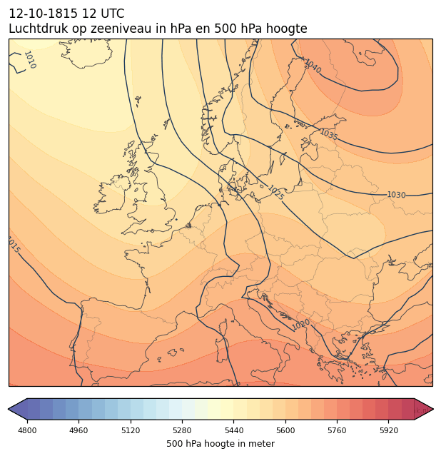 Weerkaart van 12 oktober 1815 om 12 UTC
