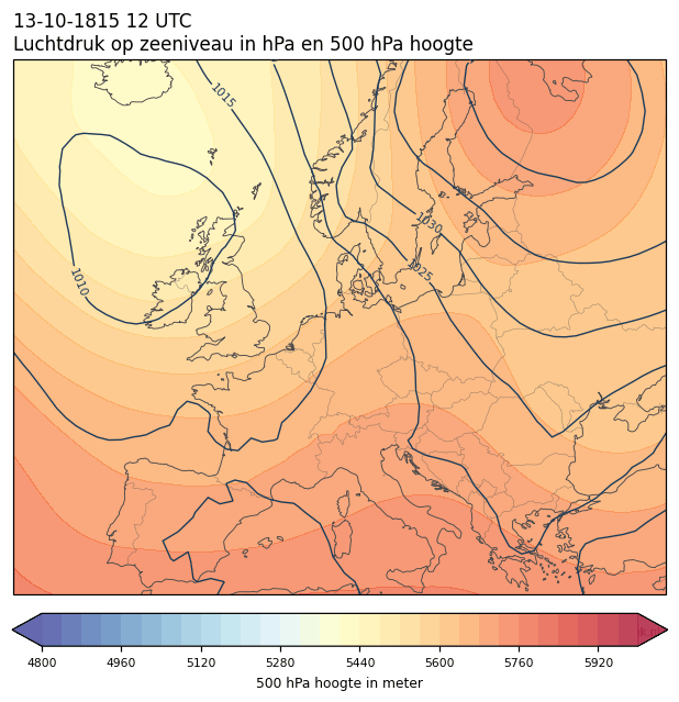 Weerkaart van 13 oktober 1815 om 12 UTC