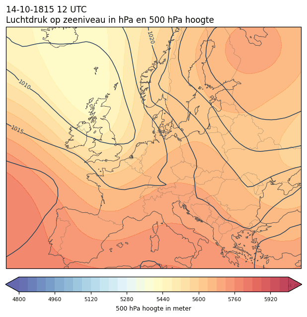 Weerkaart van 14 oktober 1815 om 12 UTC