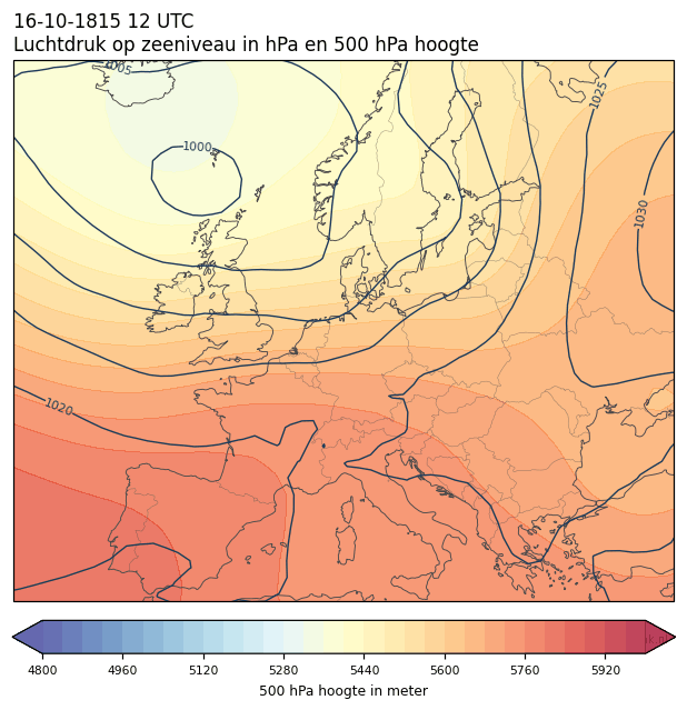 Weerkaart van 16 oktober 1815 om 12 UTC