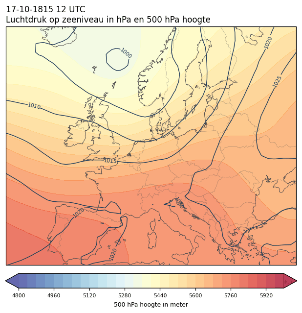 Weerkaart van 17 oktober 1815 om 12 UTC