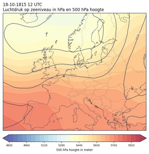 Weerkaart van 18 oktober 1815 om 12 UTC
