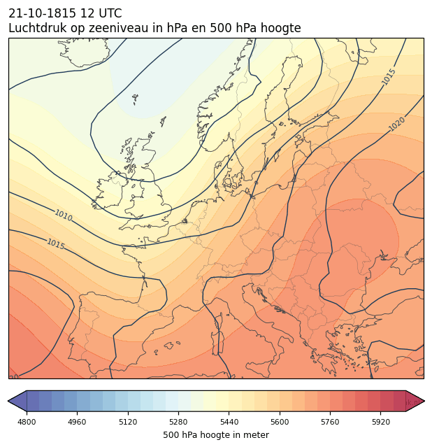 Weerkaart van 21 oktober 1815 om 12 UTC
