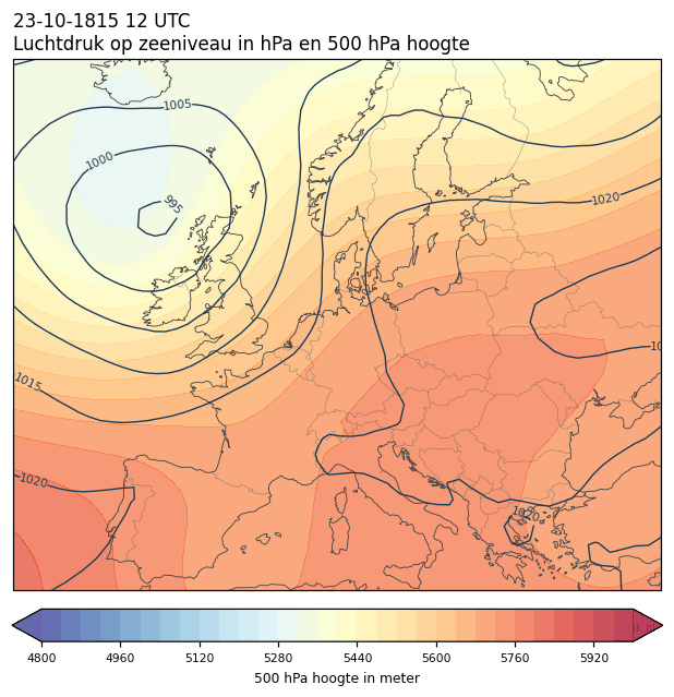 Weerkaart van 23 oktober 1815 om 12 UTC