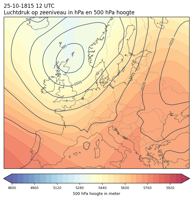 Weerkaart van 25 oktober 1815 om 12 UTC