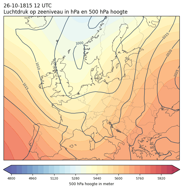 Weerkaart van 26 oktober 1815 om 12 UTC