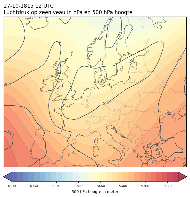 Weerkaart van 27 oktober 1815 om 12 UTC