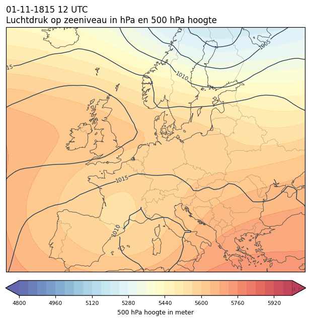 Weerkaart van 1 november 1815 om 12 UTC