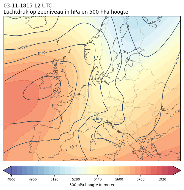 Weerkaart van 3 november 1815 om 12 UTC