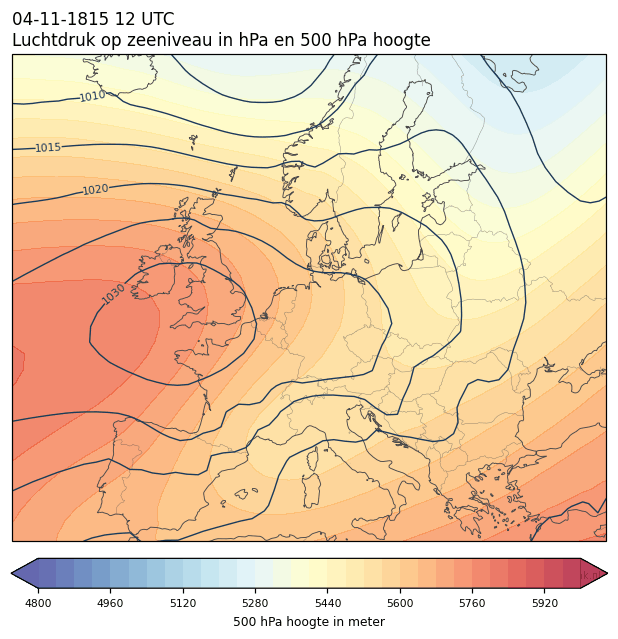 Weerkaart van 4 november 1815 om 12 UTC