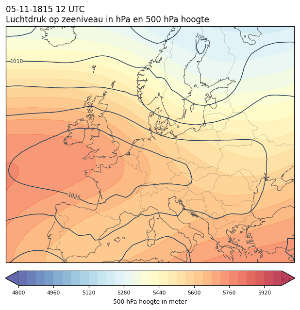 Weerkaart van 5 november 1815 om 12 UTC