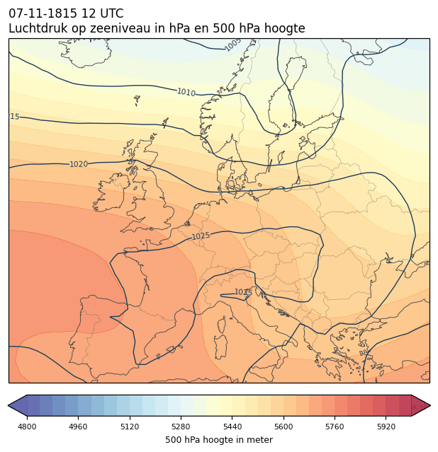 Weerkaart van 7 november 1815 om 12 UTC