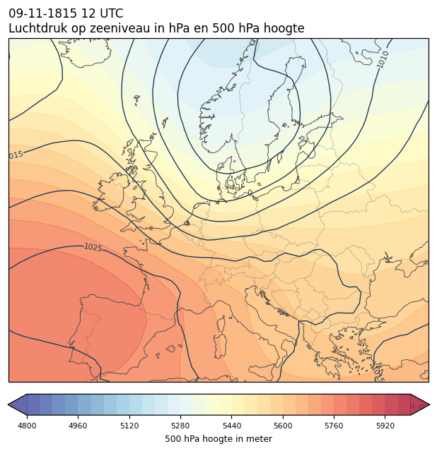 Weerkaart van 9 november 1815 om 12 UTC