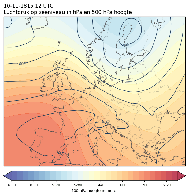 Weerkaart van 10 november 1815 om 12 UTC