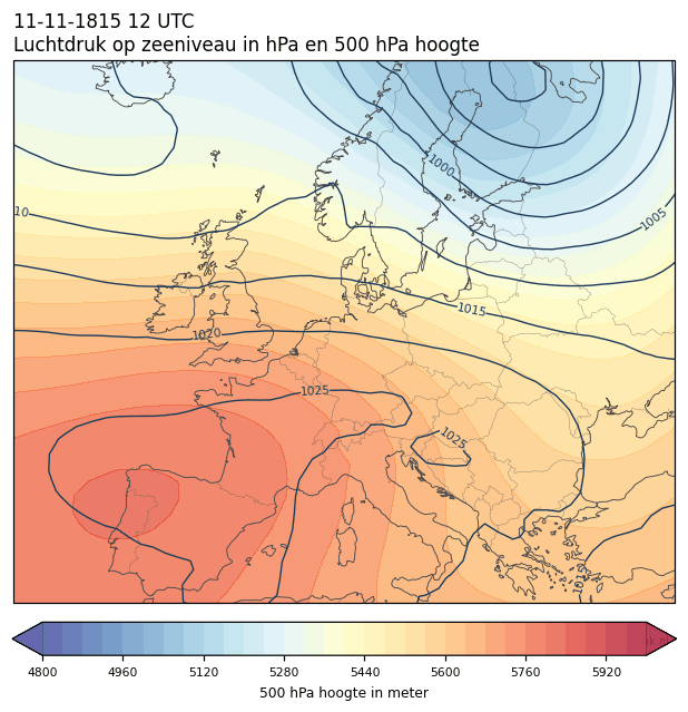 Weerkaart van 11 november 1815 om 12 UTC