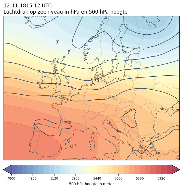 Weerkaart van 12 november 1815 om 12 UTC