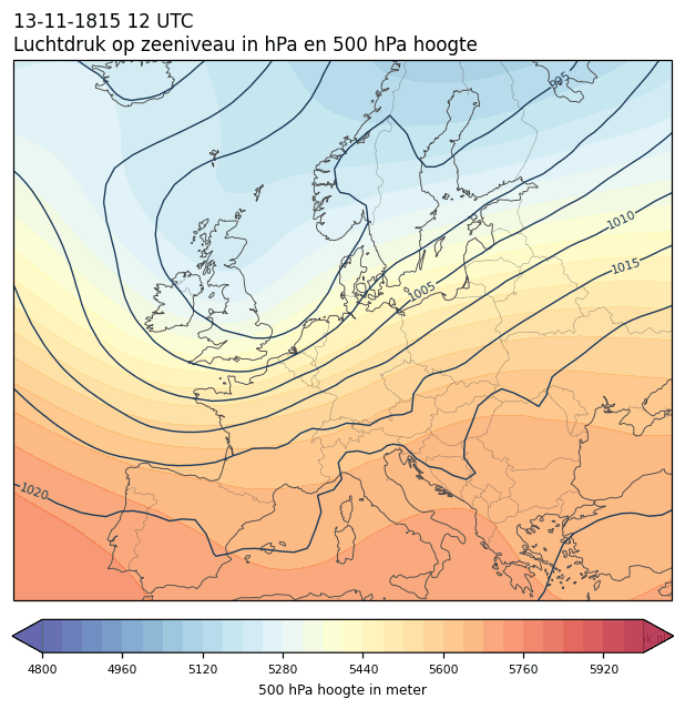Weerkaart van 13 november 1815 om 12 UTC