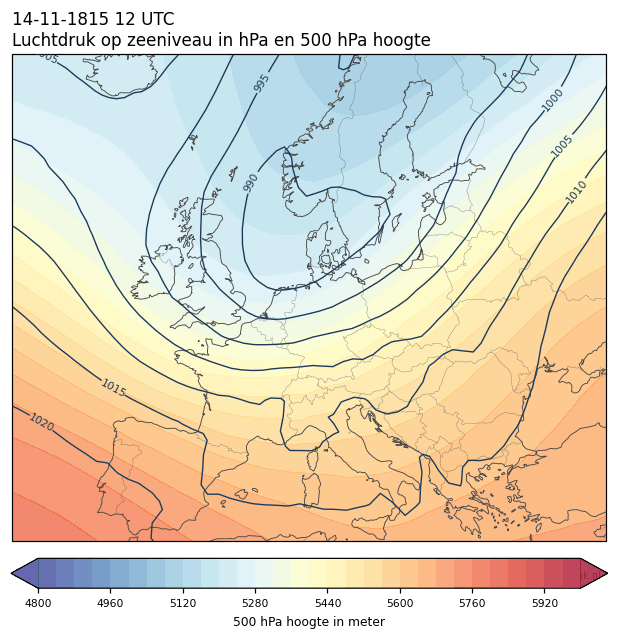 Weerkaart van 14 november 1815 om 12 UTC