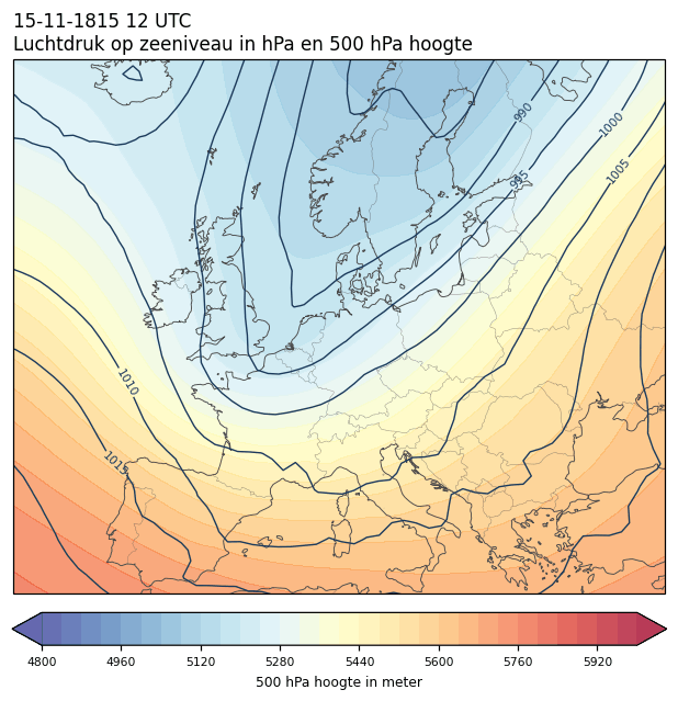 Weerkaart van 15 november 1815 om 12 UTC