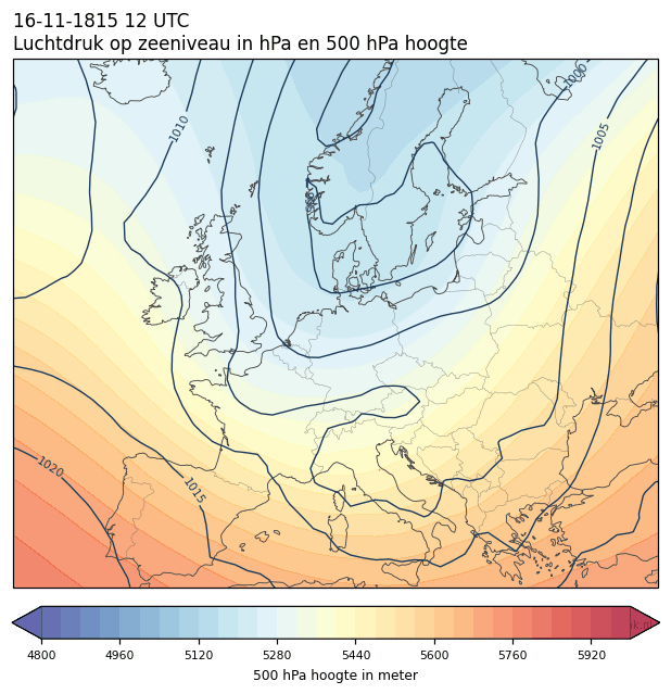 Weerkaart van 16 november 1815 om 12 UTC