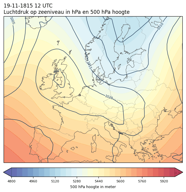 Weerkaart van 19 november 1815 om 12 UTC