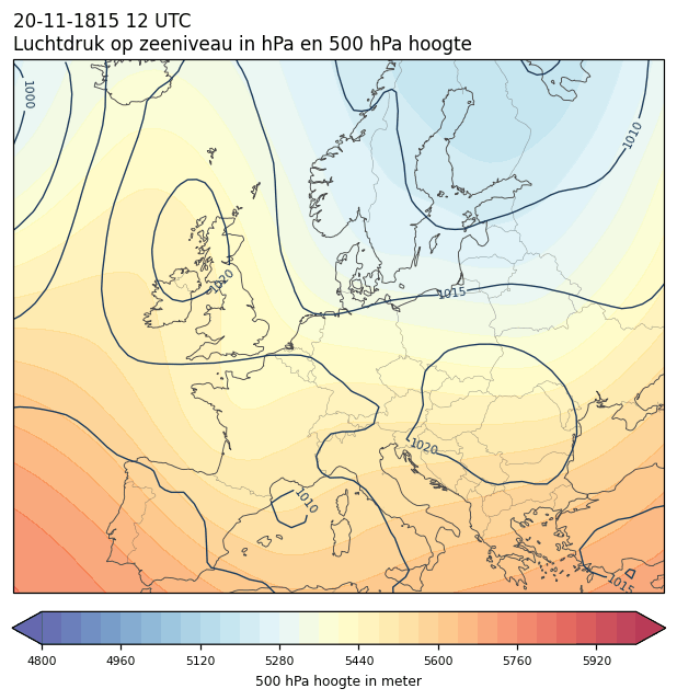Weerkaart van 20 november 1815 om 12 UTC