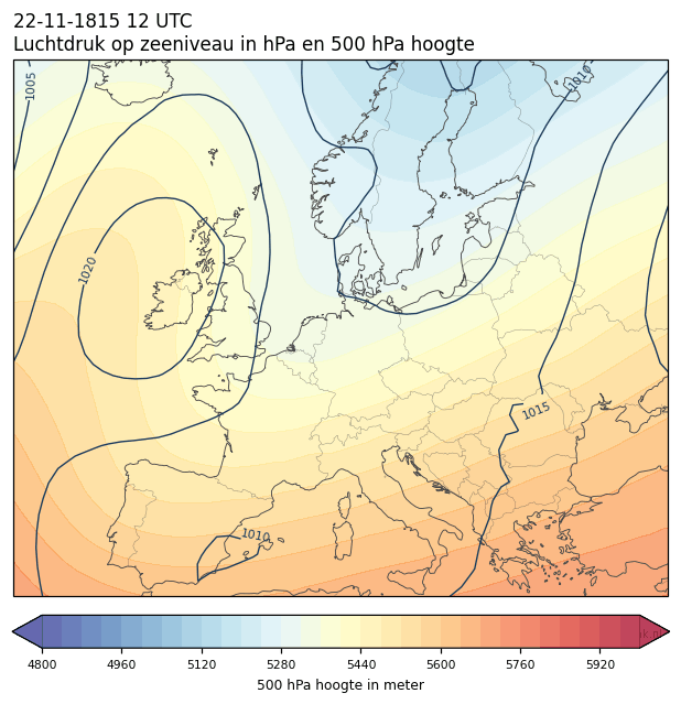 Weerkaart van 22 november 1815 om 12 UTC
