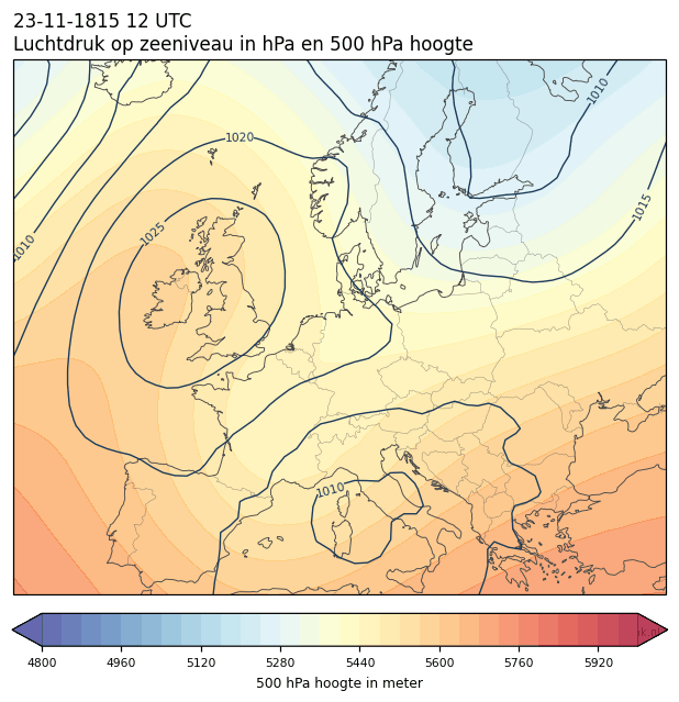 Weerkaart van 23 november 1815 om 12 UTC