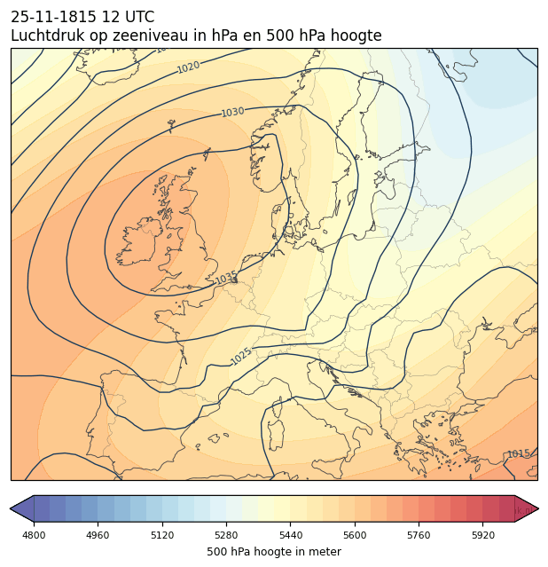 Weerkaart van 25 november 1815 om 12 UTC