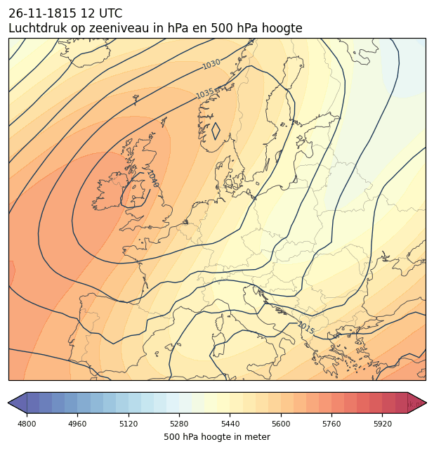 Weerkaart van 26 november 1815 om 12 UTC