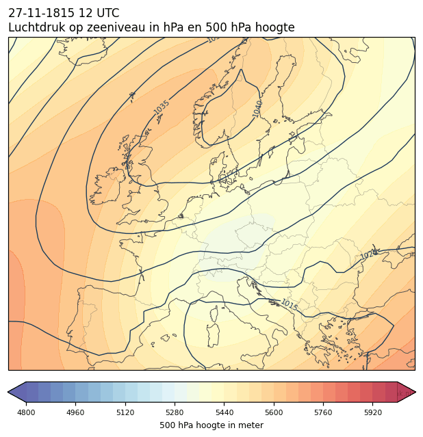 Weerkaart van 27 november 1815 om 12 UTC