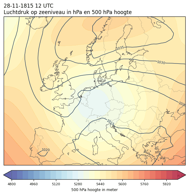 Weerkaart van 28 november 1815 om 12 UTC