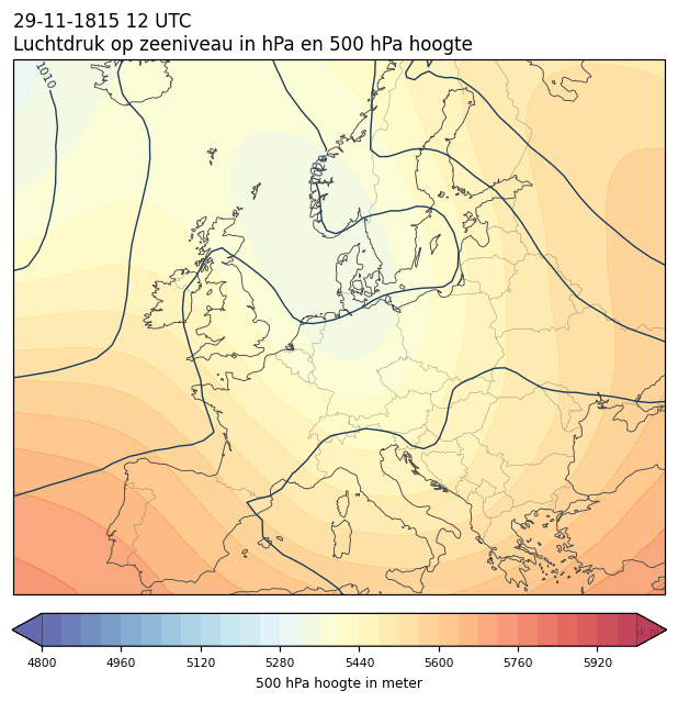 Weerkaart van 29 november 1815 om 12 UTC