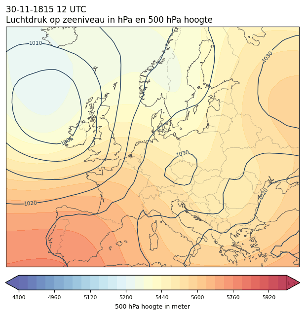 Weerkaart van 30 november 1815 om 12 UTC
