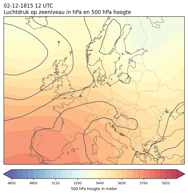 Weerkaart van 2 december 1815 om 12 UTC