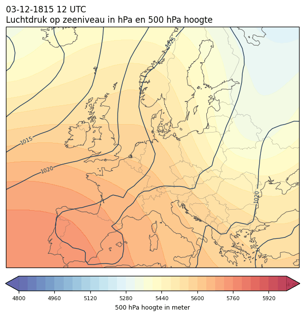 Weerkaart van 3 december 1815 om 12 UTC