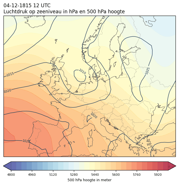 Weerkaart van 4 december 1815 om 12 UTC