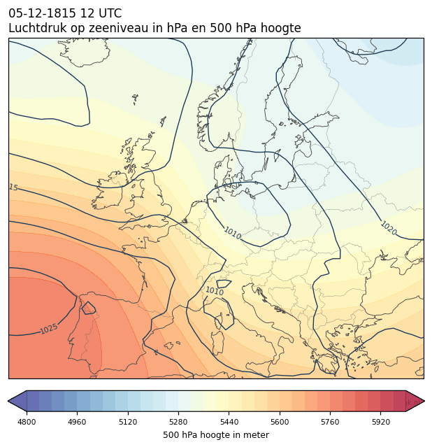 Weerkaart van 5 december 1815 om 12 UTC