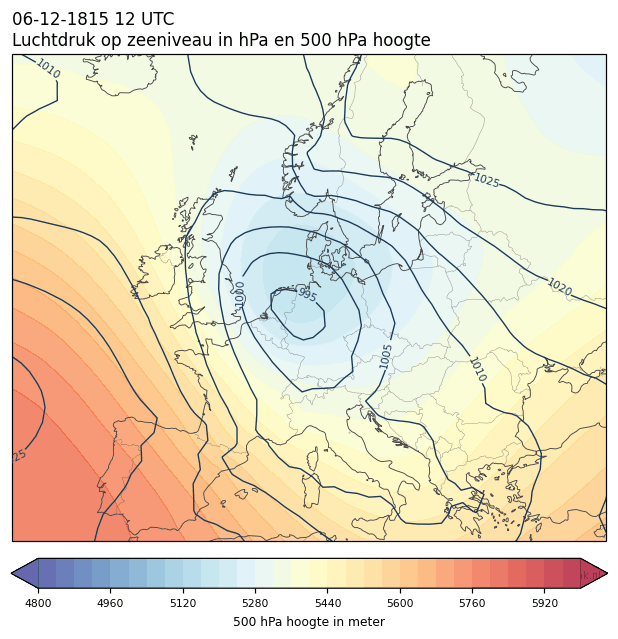 Weerkaart van 6 december 1815 om 12 UTC