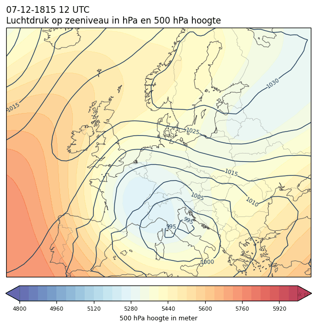 Weerkaart van 7 december 1815 om 12 UTC