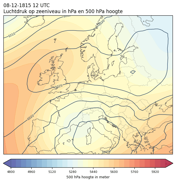 Weerkaart van 8 december 1815 om 12 UTC