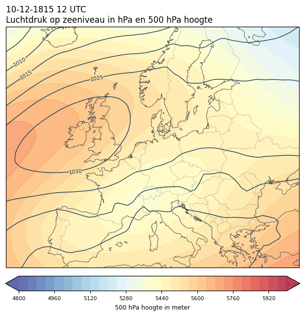 Weerkaart van 10 december 1815 om 12 UTC