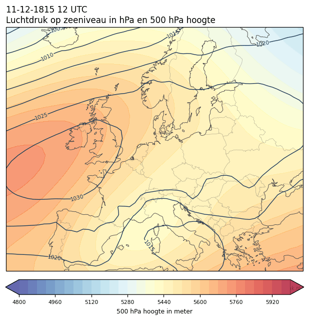 Weerkaart van 11 december 1815 om 12 UTC