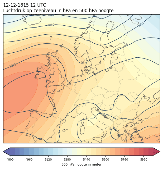 Weerkaart van 12 december 1815 om 12 UTC