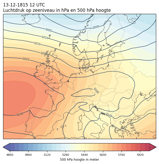 Weerkaart van 13 december 1815 om 12 UTC