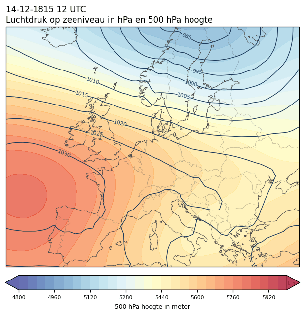 Weerkaart van 14 december 1815 om 12 UTC