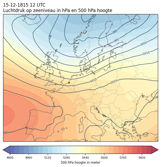 Weerkaart van 15 december 1815 om 12 UTC